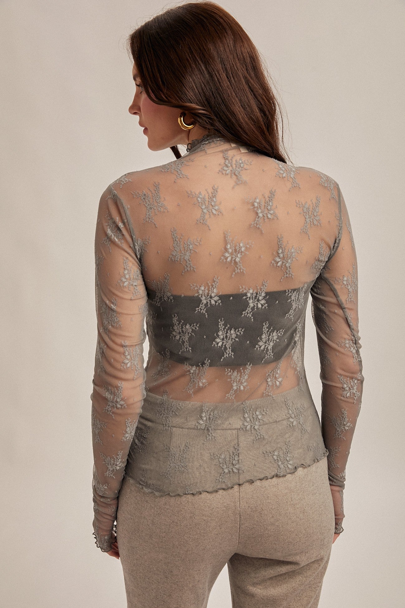 Halle Lace Longsleeve - Dusty Olive