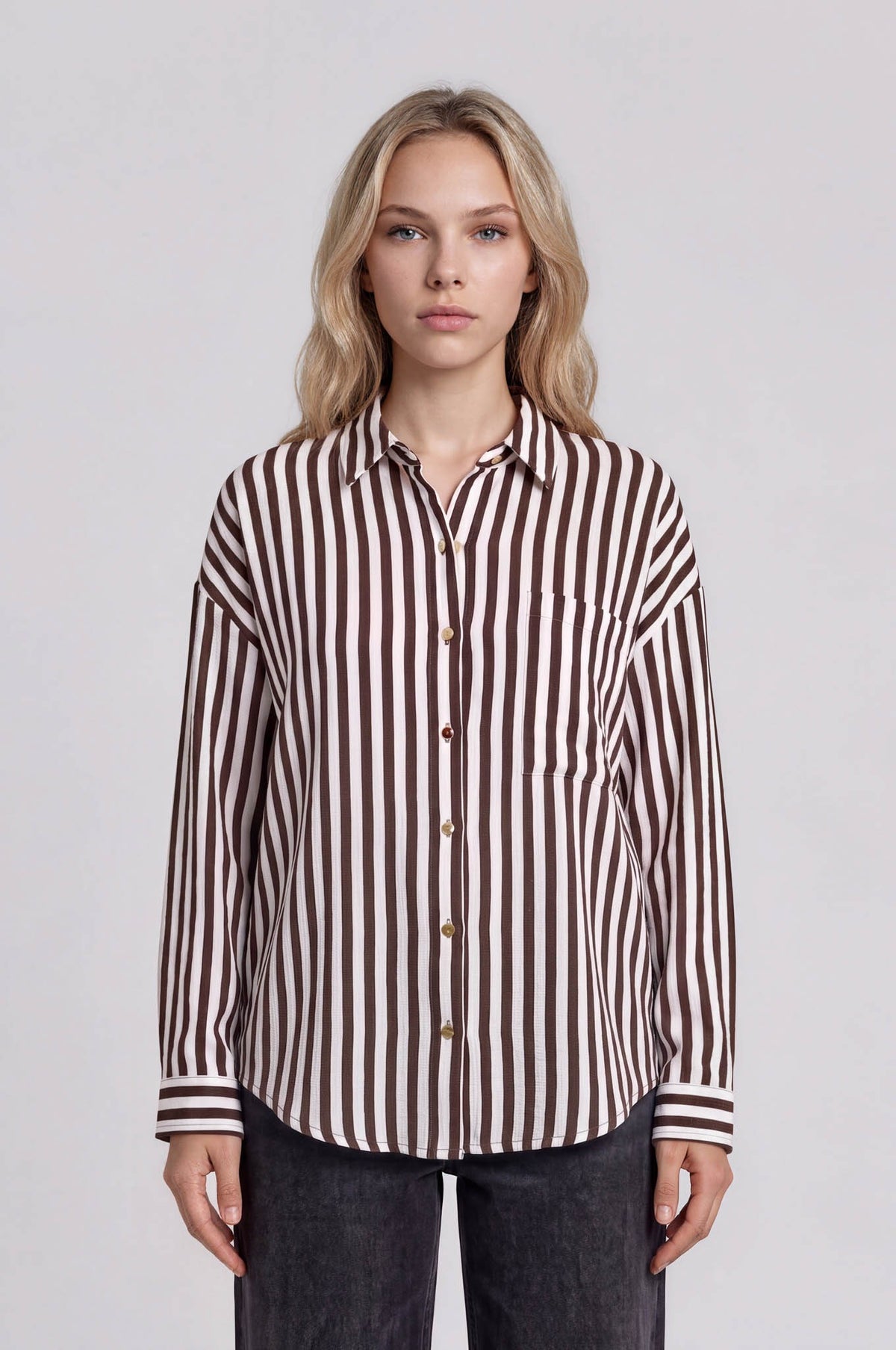 Nina Button Up - Chocolate