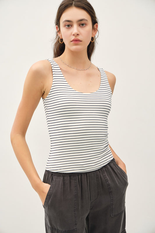 Willa Tank - Navy Stripe