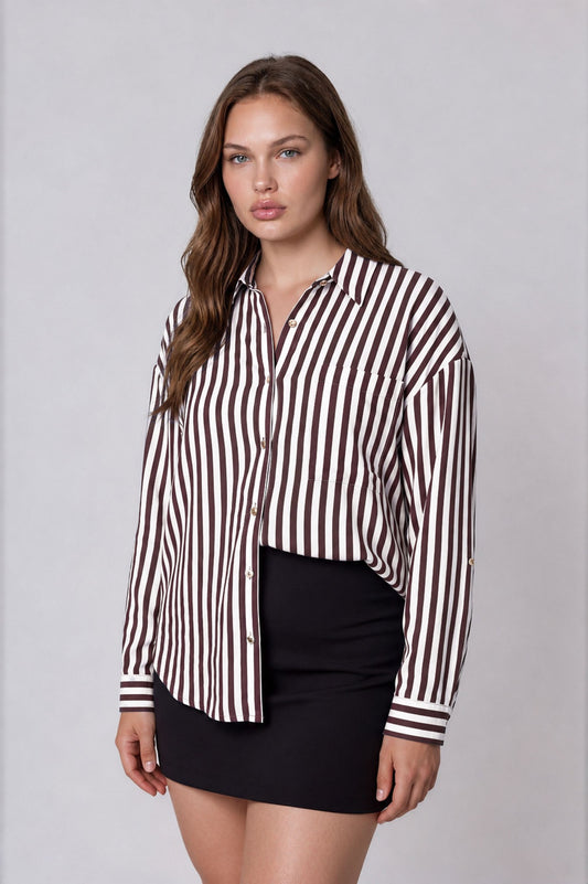 Nina Button Up - Chocolate